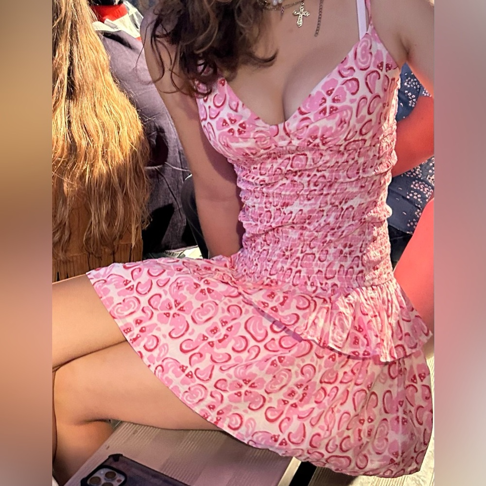 RSQ Pink and White Patterned Mini Dress